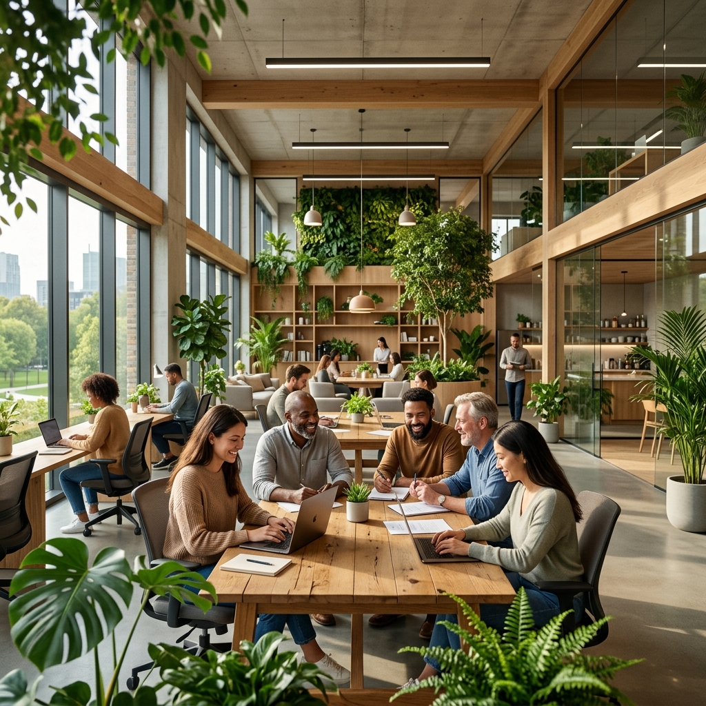 Ambiente de escritório com ar fresco e produtivo